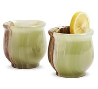 Radicaln Bicchieri da shot in marmo da 5,1 cm in onice verde fatti a mano, set di 2 per accessori da bar, ideale per vodka, whisky e tequila per casa e bar