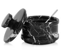 Radicaln Contenitore per lo zucchero in marmo con coperchio e cucchiaio Zebra nera da 8,9 cm realizzato a mano per la decorazione domestica, contenitore ideale per spezie, contenitori per sale per