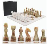 Radicaln da 15 pollici Set di scacchi in marmo , bianco e verde, con scatola portaoggetti, giochi da tavolo di lusso fatti a mano per adulti, set di scacchi in marmo ideale e pezzi degli scacchi