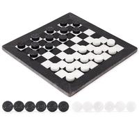 Radicaln Gioco da tavolo per dama in marmo 15 pollici Set da dama da torneo fatto a mano in bianco e nero per 2 giocatori - Set di giochi da tavolo per bambini da tavolo portatile