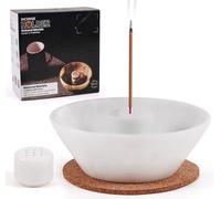 Radicaln Porta incenso in marmo bianco, 14 cm, realizzato a mano, per afferrare facilmente le ceneri con bastoncini di incenso, bruciatore di incenso, decorazione per la casa, porta incenso per