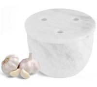 Radicaln Portaaglio in marmo per bancone da 11,4 cm, bianco, realizzato a mano, piccolo contenitore per spicchi d'aglio, ideale per riporre l'aglio sul piano di lavoro