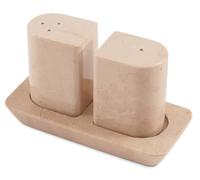 Radicaln Saleros Verona, saliera e pepiera in marmo, 6,3 cm, realizzata a mano, per piano di lavoro con vassoio, decorazione per bancone della cucina, contenitori per condimenti, spezie ideali, porta