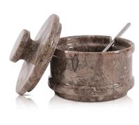 Radicaln Saliera bianca in marmo con coperchio, 8,9 cm, contenitore per condimenti e barattoli per spezie, porta sale in pietra per bancone, barattolo per spezie