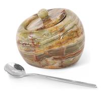 Radicaln Saliera in marmo con coperchio, barattolo per sale in onice verde da 4 pollici e tavolo per il piano di lavoro della cucina, saliera e zuccheriera ideali per il tavolo