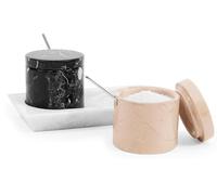 Radicaln Saliera in marmo con coperchio da 7,6 cm Verona e scatola nera fatta a mano per la conservazione della cucina, contenitore ideale per condimenti set di 2 con vassoio, porta sale e organizer