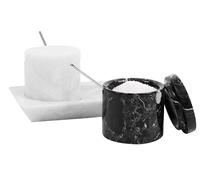Radicaln Saliera in marmo con coperchio, realizzata a mano in bianco e nero, set di 2 contenitori per sale e pepe con vassoio in marmo - Contenitori per spezie e sale