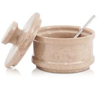 Radicaln Salina in marmo con coperchio, 8,9 cm, contenitore per condimenti e barattoli per spezie, porta sale in pietra per bancone, barattolo per spezie