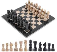 RADICALn Scacchiera fatta a mano in marmo nero e corallo per due giocatori (30,5 cm)