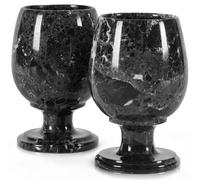 Radicaln, Set di 2 mini bicchieri in marmo, fatti a mano, ideali per vino, champagne, tequila, adatti per piccole riunioni, set da cucina per la decorazione della casa (Black)
