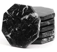 Radicaln Set di 6 sottobicchieri fatti a mano, in marmo, riscaldanti per caffè, 8,9 cm, a forma di stella, neri, ideali per auto ed esterni, da cucina