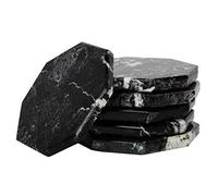 Radicaln Set di 6 sottobicchieri in marmo per bevande, 9 cm, neri, fatti a mano, sottobicchieri per tavolino da caffè, eleganti sottobicchieri per bevande