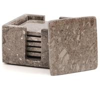 Radicaln Set di 6 sottobicchieri quadrati in marmo con support Oceanic 3,5" | Sottobicchieri in pietra lucidata con base in feltro, per tavolino da caffè o carrello bar, in confezione regalo