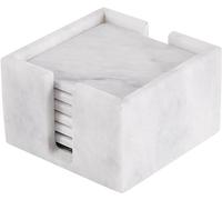 Radicaln Set di 6 sottobicchieri quadrati in marmo con supporto Bianco 3,5" | Sottobicchieri in pietra lucidata con base in feltro, per tavolino da caffè o carrello bar, in confezione regalo