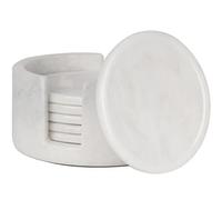 Radicaln Set di 6 sottobicchieri rotondi in marmo bianco, 8,9 cm, per bevande con supporto, sottobicchieri per tavolo e tavolino, ideali come decorazione per la casa, regali di inaugurazione