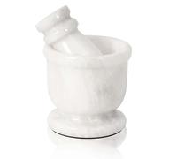 Radicaln Set di mortaio e pestello in marmo, bianco, 6,3 cm, fatto a mano, per cucina, ideale per piccoli mortai e pestelli, macina spezie e frantoio aglio