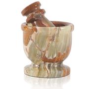 Radicaln Set di mortaio e pestello Molinillo per spezie e semi, tritapillole e accessori da cucina in marmo per spezie indiane e condimenti (Green Onyx)