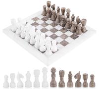Radicaln Set di scacchi in marmo da 30,5 cm, bianco e grigio, gioco da tavolo di lusso fatto a mano per adulti, scacchiera classica in pietra e pezzi, regalo di alta qualità per la notte del gioco per