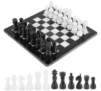 Radicaln Set di scacchi in marmo 30,5 cm, gioco di scacchi fatto a mano in bianco e nero, 1 scacchiera e 32 pezzi di scacchi, gioco da tavolo per giochi a 2 giocatori, set di scacchi per adulti