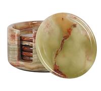 Radicaln Set di sottobicchieri rotondi in marmo per bevande da 8,9 cm in onice verde, fatti a mano, set di sottobicchieri da ufficio, contenitori da cucina, sottobicchieri in stile moderno per