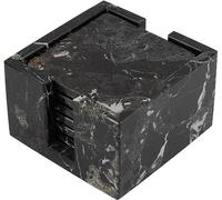 Radicaln Sottobicchieri per bevande quadrati in marmo naturale nero, 8,9 cm, per decorazioni moderne da scrivania e cucina all'aperto, sottobicchieri per auto