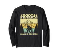 Radici in montagne Heart in the Wild Sasquatch Bigfoot Maglia a Manica