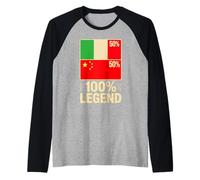 Radici Italiane Cinesi Italia Cina 100% Leggenda Maglia con Maniche Raglan