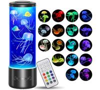 Radikor lampada medusa con 17 colori e telecomando, jellyfish lamp 4 modalità di illuminazione, Lampada acquario medusa led per bambini e adulti, lampada jellyfish per il relax, decorazione della casa