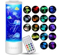 Radikor lampada medusa con 17 colori e telecomando, jellyfish lamp 4 modalità di illuminazione, Lampada acquario medusa led per bambini e adulti, il relax, decorazione della casa, Bianco