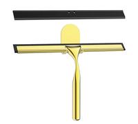 Radikor Tergivetro per Doccia, 25.5cm Pulisci Vetro Doccia Acciaio Inox con Gancio, Tergivetro Doccia Tergicristallo Doccia, tergidoccia per Finestre, Specchi, Bagno, Incl. 1 Labbro e 1 Gancio - Oro