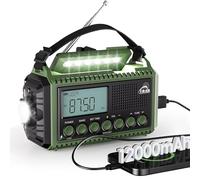 Radio a manovella con batteria ricaricabile da 12000 mAh, portatile da campeggio con torcia e luce da lettura,di emergenza tipo C, allarme SOS Dynamo per escursioni