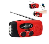 Radio a manovella con solare e torcia LED, torcia a 3 LED/AM/FM/Meteo/ricarica USB per cellulare, portatile per campeggio, escursionismo e preparazione alle emergenze (rosso)