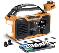 Radio A Manovella Di Emergenza 27000 Mah, RadioSolare Fm/Am,RadioDinamo Solare Con Allarme Sos E Lampada, RadioManovella Può Caricare Un Telefono Cellulare E Riprodurre Tramite Bluetooth (Arancione)