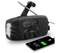 Radio a manovella,Radio WB portatile, 2000mAh Radios solare Bank per illuminazione di emergenza/caricabatterie di telefoni cellulari (Noir)