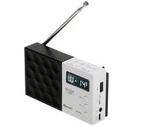 Adler Radio portatile digitale AD 1908, sintonizzazione PLL avanzata, FM con Bluetooth, schermo LCD, batteria rimovibile da 800 mAh, allarme, antenna telescopica, nero e bianco