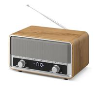 Radio AM FM retrò da parete digitale orologio radio per camera da letto con display LCD | 40 preset | timer di spegnimento, altoparlante Bluetooth retrò per ufficio, ottimo regalo in legno