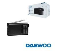 Radio analogica AM/FM portatile Daewoo DW1119 - Altoparlante integrato - Cuffie incluse - Antenna telescopica - Uscita jack da 35 mm - Funzionamento a batterie (2xAA) - Design compatto e leggero - Ner