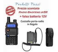 Radio Baofeng UV5R ( UVF - UHF ) WalkieTalkie Pmr + Falsa Batteria 12V+ Custodia