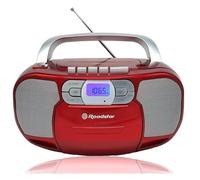 Roadstar RCR-4635UMP/RD Radio CD Portatile Cassette, Radio Digitale PLL FM, Boombox Lettore CD-MP3, USB, AUX-IN, Uscita cuffie, Rosso
