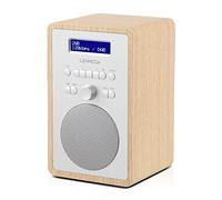 radio CR2+ (DAB Plus) - retro digitale FM, radio da cucina, ufficio, effetto legno, 20 stazioni, radiosveglia/snooze/sleep timer - rovere bianco
