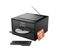 Radio DAB/DAB+, Bluetooth 5.0, Lettore CD & USB | Mini Sistema Hi-Fi 40W con Casse Stereo Integrate | Display LED, Doppio Allarme, 20 Preset, AUX, EQ Personalizzabile | Telecomando | Oakcastle DAB400