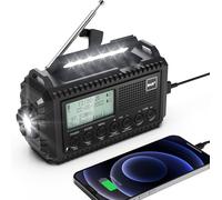 Radio DAB/FM Portatile Con Batteria Ricaricabile Da 5000 Mah, Manovella Solare A