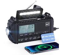 Radio DAB/FM portatile con batteria ricaricabile da 5000 mAh, manovella solare alimentata a rete solare DAB+ Radio digitale con caricatore USB