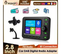 Radio DAB per Auto Podofo con Display LCD da 2,8'', Antenna per Segnale Radio Digitale, Adattatore di Trasmissione, Trasmettitore FM AUX, Musica BT