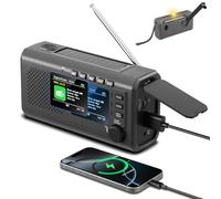 Radio di emergenza DAB+/FM con manovella, ricarica solare e USB, Bluetooth 5.3, radio a manovella con batteria, power bank, allarme SOS, lampada da lettura, sveglia, scheda TF per esterni