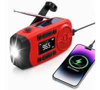 Radio di Emergenza Solare con Display LCD, Powerbank 2000mAh con Indicatore Batteria, Torcia LED 4 Modalità e Allarme SOS, Radio AM/FM Portatile per Campeggio, Auto, Famiglia e Anziani