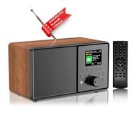 Radio digitale DAB/DAB+ con display a colori da 2,4 pollici, Bluetooth, USB/AUX, telecomando, doppio allarme, timer di spegnimento, radio da cucina, 6 lingue, 30 stazioni preset (venatura del legno