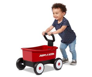 Radio Flyer Push & Pull Walker Wagon, Carrello giocattolo bambini, Carretto primi passi spingi e tira 2 in 1 rosso per bambini da 1 a 4 anni