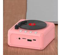 Radio FM portatile, altoparlante incorporato, altoparlante Bluetooth retrò, compatibile con Bluetooth, radio vintage FM supporta TF USB, per picnic, feste, campeggio, viaggi, 118 x 118 x 65 mm (rosa)