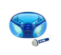 Radio FM Portatile con Lettore CD / MP3 / USB, Microfono ed Effetti Luminosi